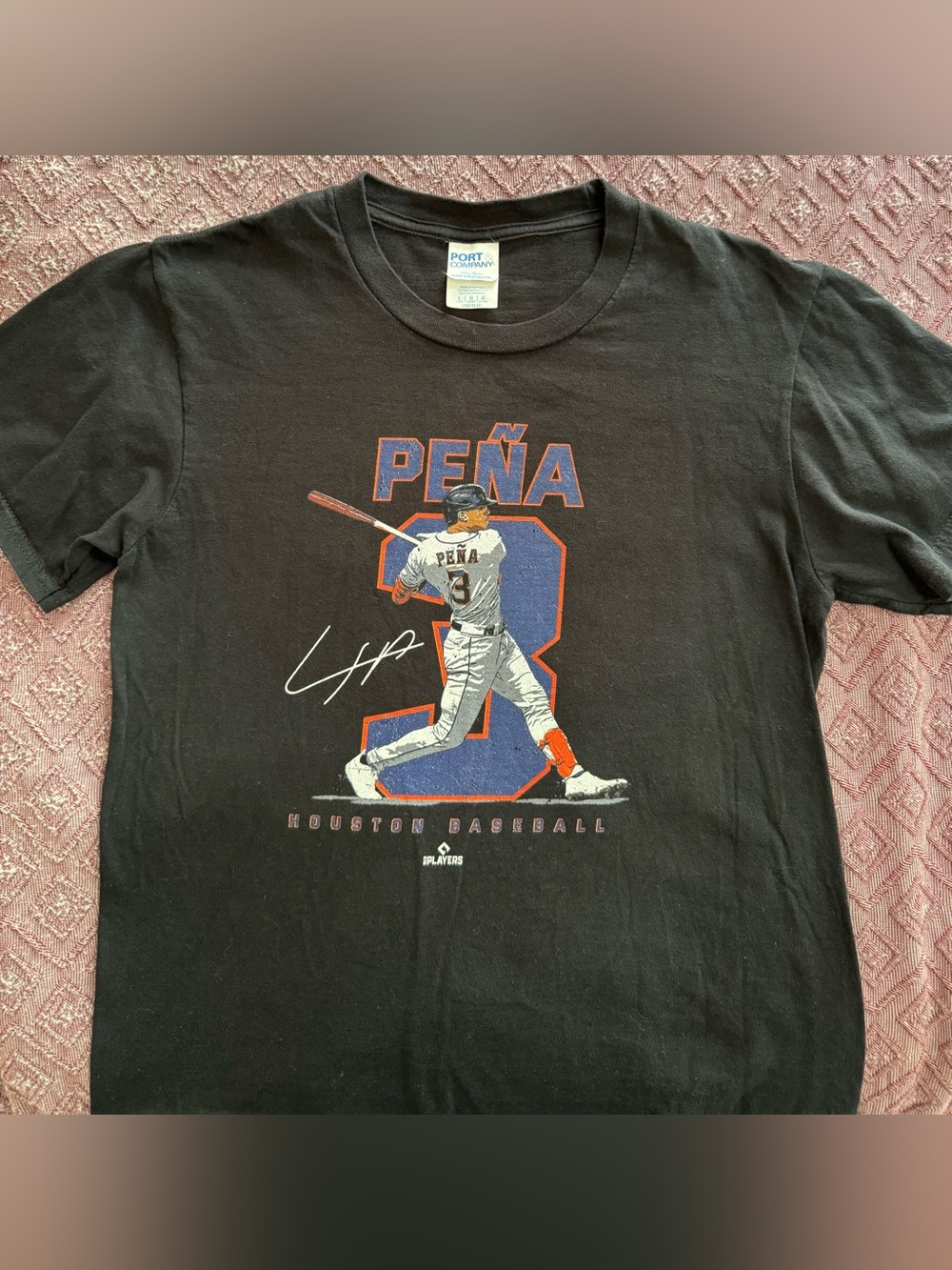 Port and Company Black Peña #3 Houston Baseball Tee Size Youth Large